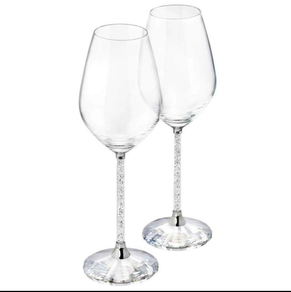 2 for $500 - Swarovski Set of 2 Crystalline Red Wine Glasses